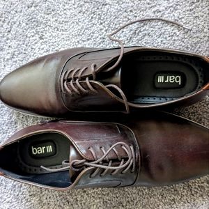 PRE-OWNED MENS BAR III BROWN WARNER LEATHER LACE UP SMOOTH OXFORD SHOES SIZE 11M